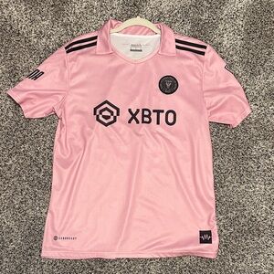 Messi, #10, Pink Soccer Jersey with Black Details